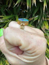 Load image into Gallery viewer, Artist Larry Castillo Opal Brass Inlay Ring