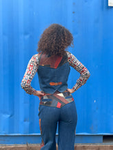 Load image into Gallery viewer, Laura Denim and Leather Patched 2 Piece Pant and Vest Set