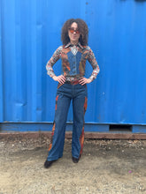 Load image into Gallery viewer, Laura Denim and Leather Patched 2 Piece Pant and Vest Set