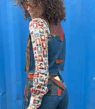 Load image into Gallery viewer, Laura Denim and Leather Patched 2 Piece Pant and Vest Set