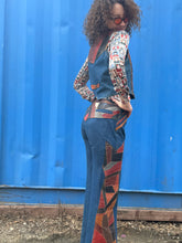 Load image into Gallery viewer, Laura Denim and Leather Patched 2 Piece Pant and Vest Set