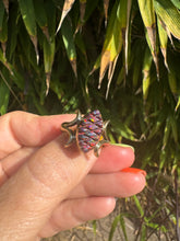 Load image into Gallery viewer, Zuni Artist Larry Castillo Carved Red Opal Brass Ring