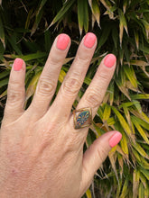 Load image into Gallery viewer, Artist Larry Castillo Carved Opal Brass Ring