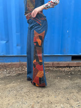 Load image into Gallery viewer, Laura Denim and Leather Patched 2 Piece Pant and Vest Set