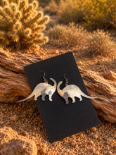 Load image into Gallery viewer, Vintage Brontosaurus Dinosaur Dangle Earrings