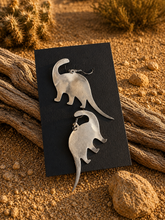 Load image into Gallery viewer, Vintage Brontosaurus Dinosaur Dangle Earrings