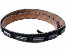 Load image into Gallery viewer, Vintage Y2K Streets Ahead Black Leather Silver Snake Belt