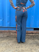 Load image into Gallery viewer, Laura Denim and Leather Patched 2 Piece Pant and Vest Set