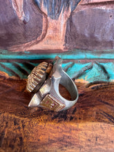 Load image into Gallery viewer, Vintage 1940s Mexico Souvenir Silver Peso Metal Brass Mexican Biker Chief Ring