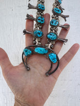 Load image into Gallery viewer, Vintage Z. Otero Sterling Turquoise Squash Blossom Necklace
