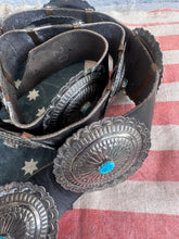 Load image into Gallery viewer, Vintage AJW Sterling Turquoise Concho Belt