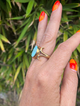 Load image into Gallery viewer, Artist Larry Castillo Carved Opal Brass Ring