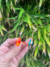 Load image into Gallery viewer, Larry Castillo Rectangle Carved Opal Brass Ring