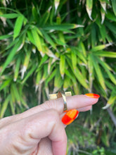 Load image into Gallery viewer, Larry Castillo Rectangle Carved Opal Brass Ring