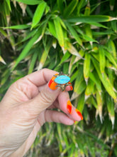 Load image into Gallery viewer, Artist Larry Castillo Carved Opal Brass Ring