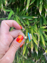 Load image into Gallery viewer, Larry Castillo Rectangle Carved Opal Brass Ring