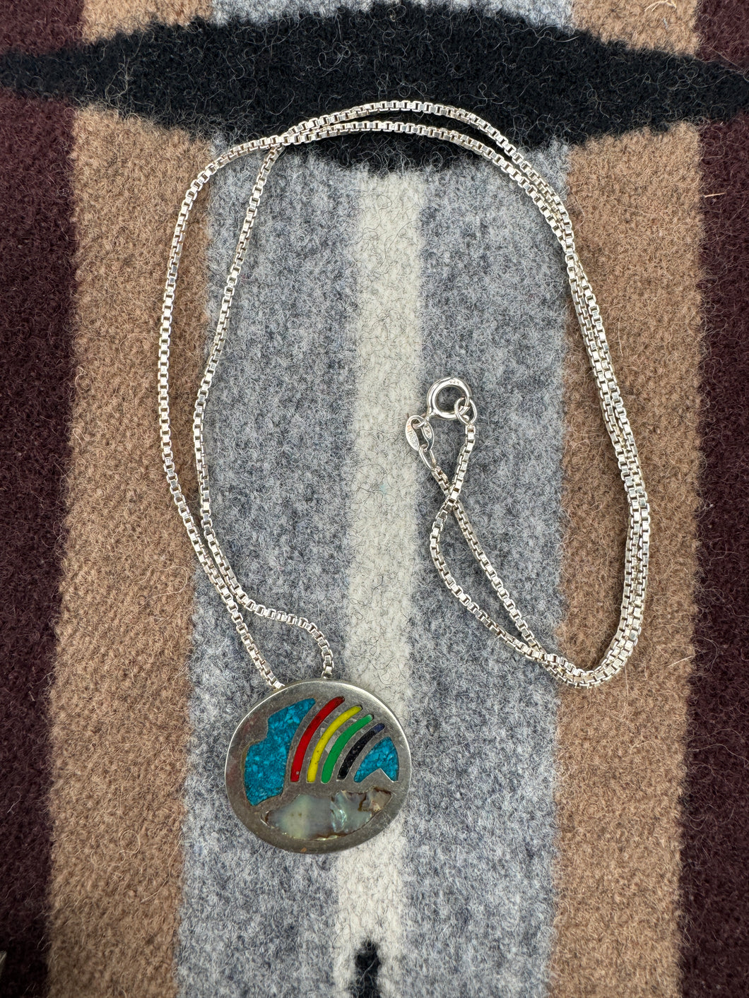 Mountain Rainbow Circle Pendant Necklace