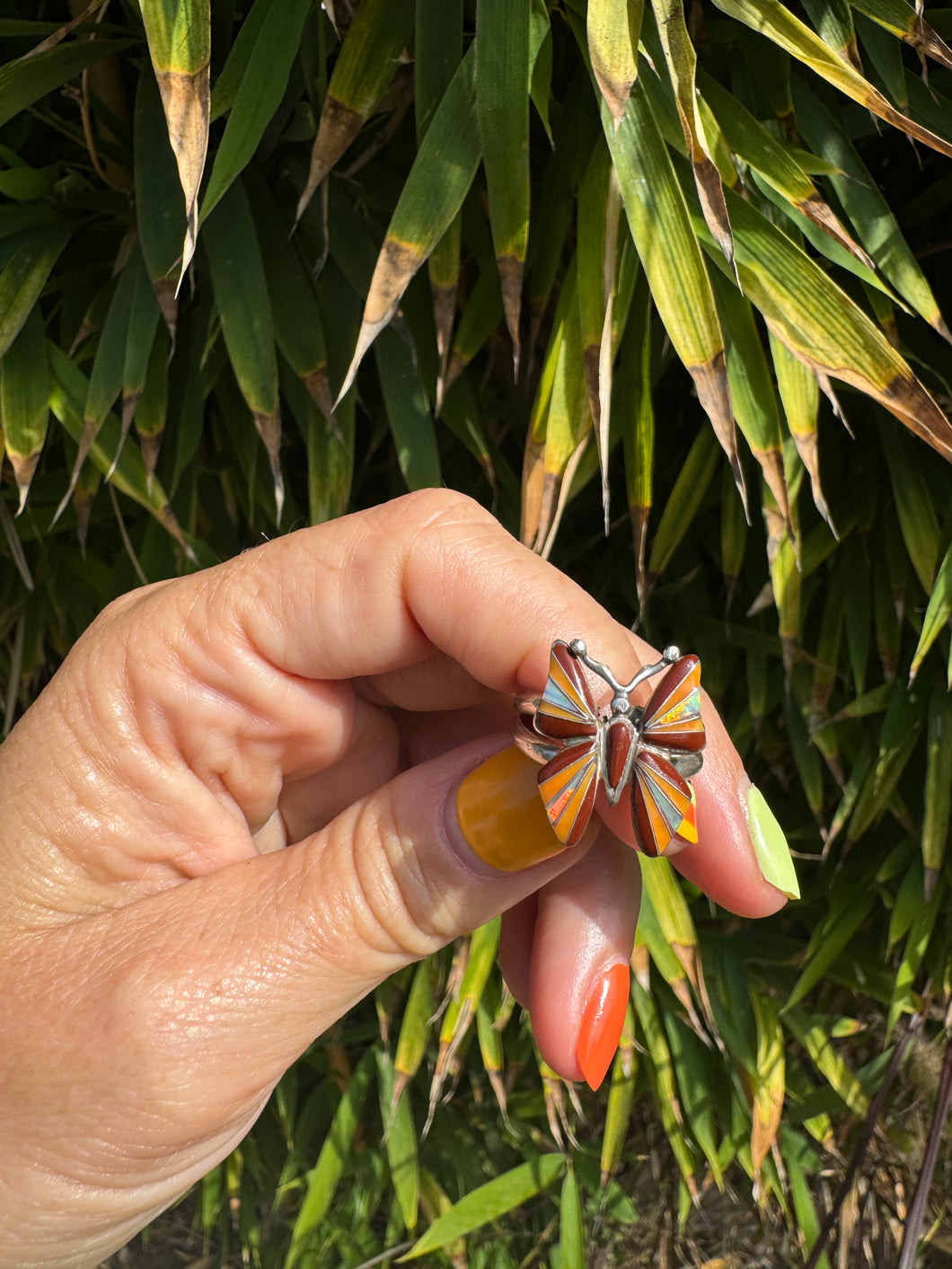 Butterfly Spiny Oyster Opal Ring