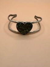 Load image into Gallery viewer, Heart Crushed Turquoise Cuff Bracelet
