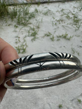 Load image into Gallery viewer, Two Etched Sterling Bangle Bracelets
