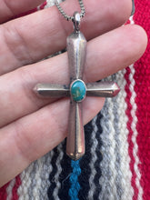 Load image into Gallery viewer, Turquoise Sterling Silver Cross Necklace
