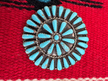 Load image into Gallery viewer, Vintage Petit Point Navajo Turquoise MB Marco Begaye Pendant Brooch
