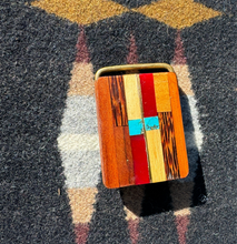 Load image into Gallery viewer, 1970s Wood Turquoise Belt Buckle
