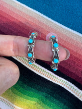 Load image into Gallery viewer, Zuni Snake Eye Turquoise Hoop Earrings
