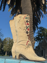 Load image into Gallery viewer, 1980&#39;s Andrea  Pfister for Neiman Marcus Floral Embroidery Suede Boots
