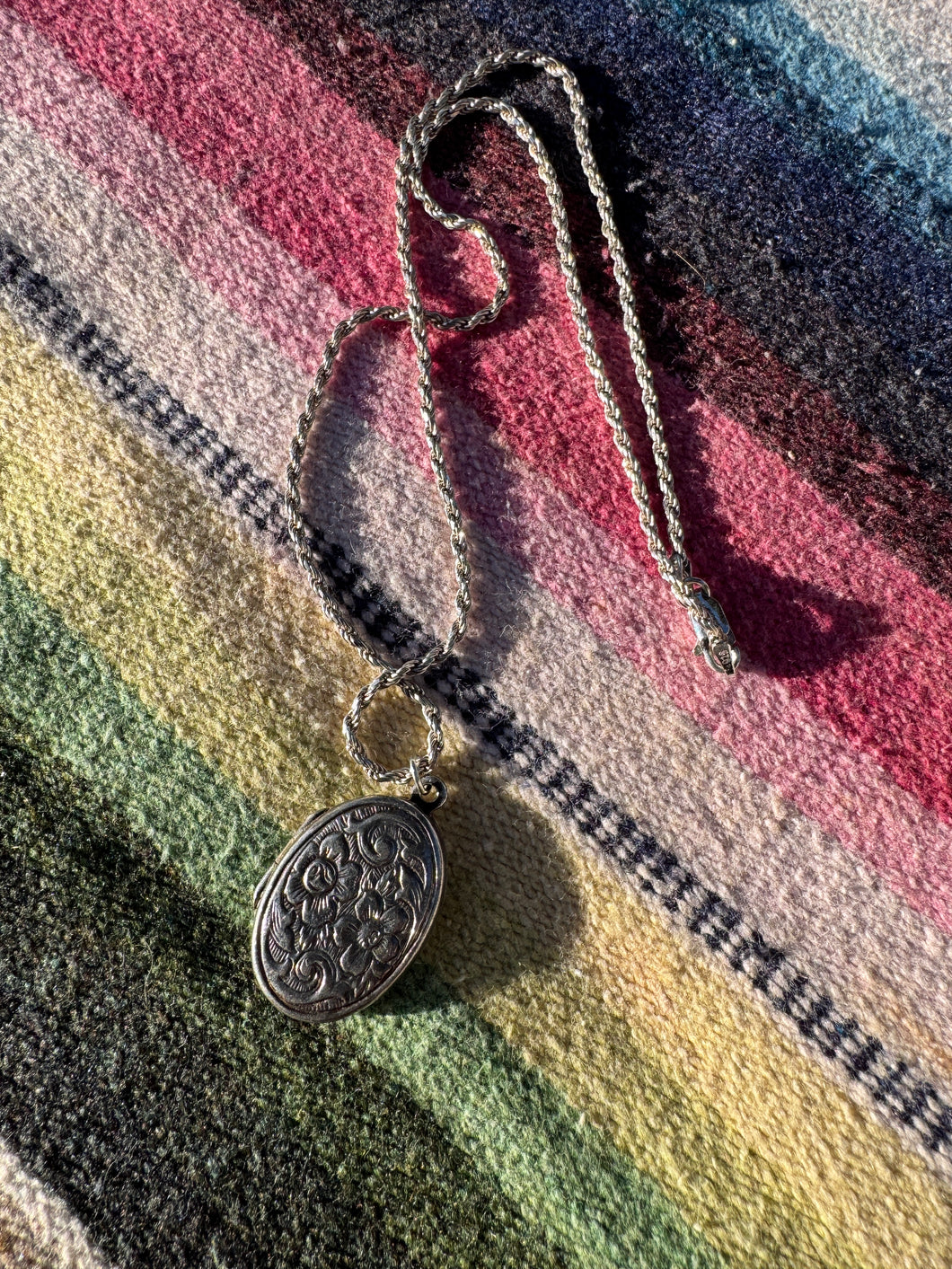 Floral Sterling Silver Locket Necklace