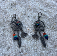 Load image into Gallery viewer, Dream Weaver Feather Bear Earrings
