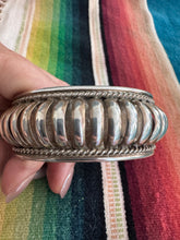 Load image into Gallery viewer, Navajo Priscilla Apacheto Sterling Silver Ribbed Cuff Bracelet
