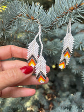 Load image into Gallery viewer, Beaded Double Feather  Earrings
