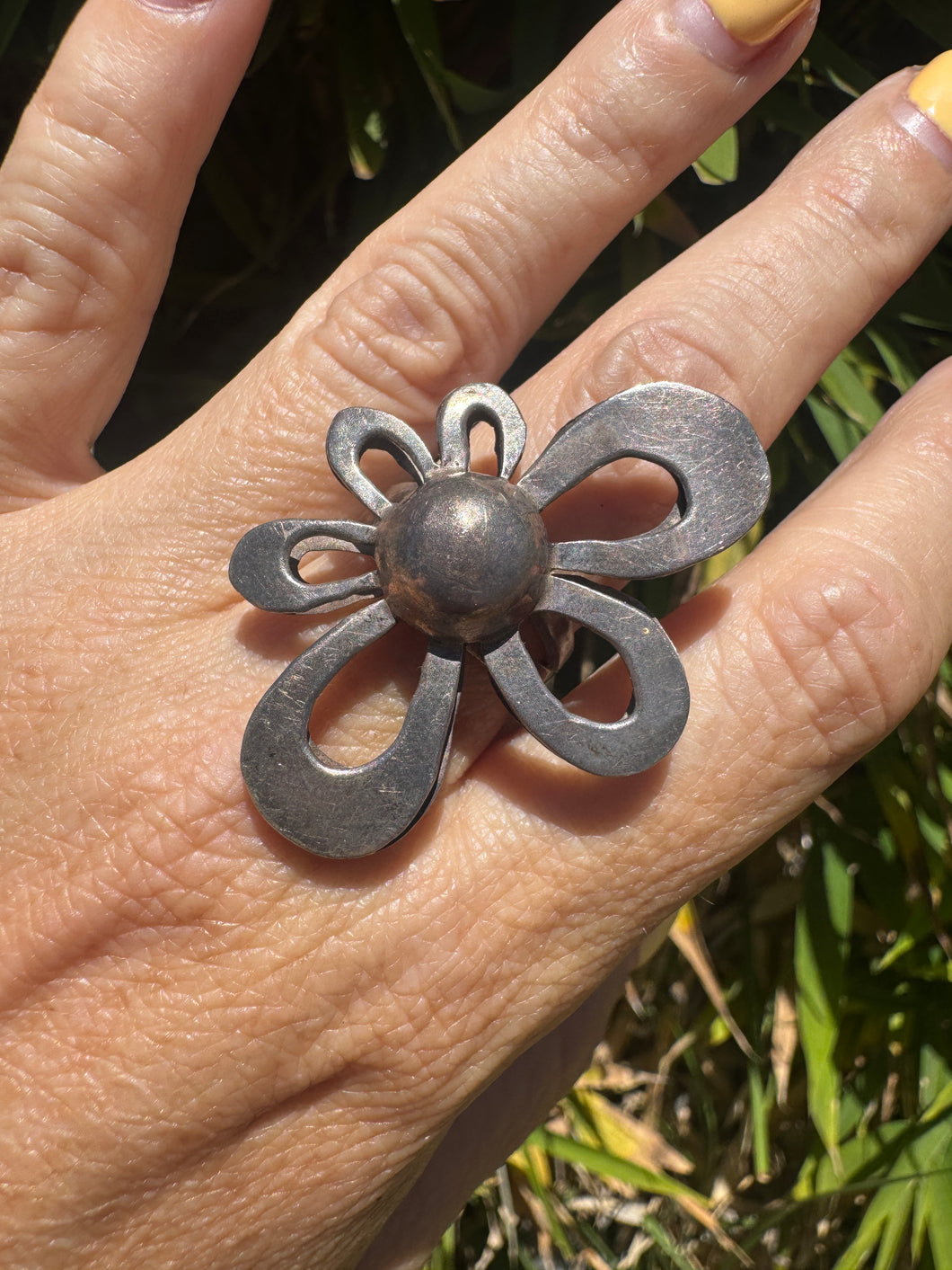 1970s Flower Sterling Silver Ring
