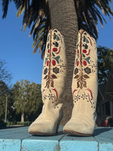 Load image into Gallery viewer, 1980&#39;s Andrea  Pfister for Neiman Marcus Floral Embroidery Suede Boots
