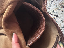 Load image into Gallery viewer, Carlos Falchi Caramel Snake Print Leather Buffalo Butterfly Bag
