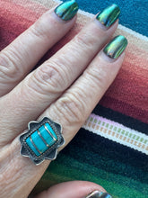 Load image into Gallery viewer, Turquoise Silver Lines Ring
