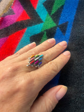 Load image into Gallery viewer, Zuni Diamond Rainbow Stones Ring
