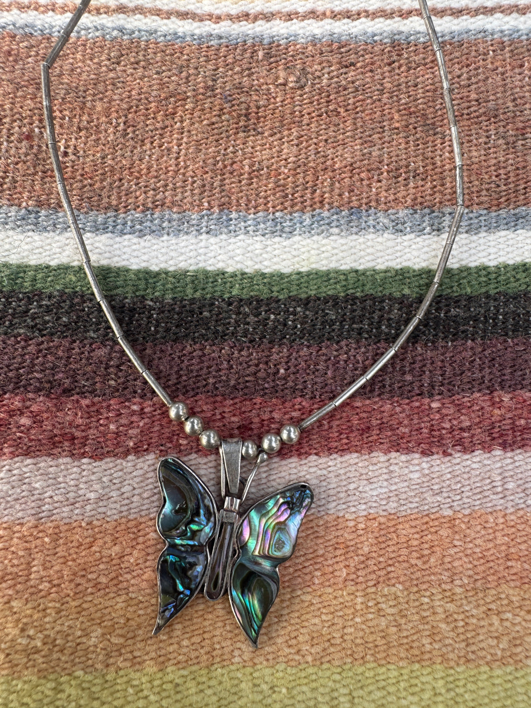 1970s Butterfly Abalone Necklace