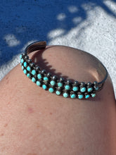 Load image into Gallery viewer, Vintage Zuni Peite Point Turquoise Sterling Silver Cuff Bracelet
