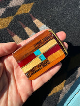 Load image into Gallery viewer, 1970s Wood Turquoise Belt Buckle
