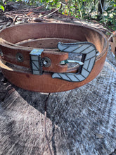 Load image into Gallery viewer, Vintage Sterling Mother of Pearl Inlay Belt
