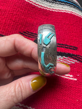 Load image into Gallery viewer, Dancing Kokopelli  Turquoise Coral Cuff Braceket
