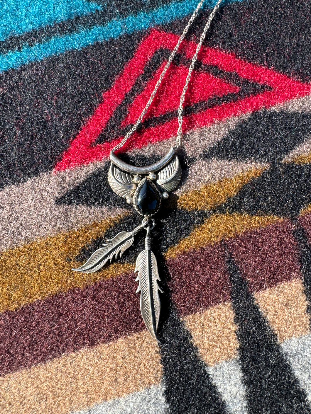 Onyx Double Feather Necklace