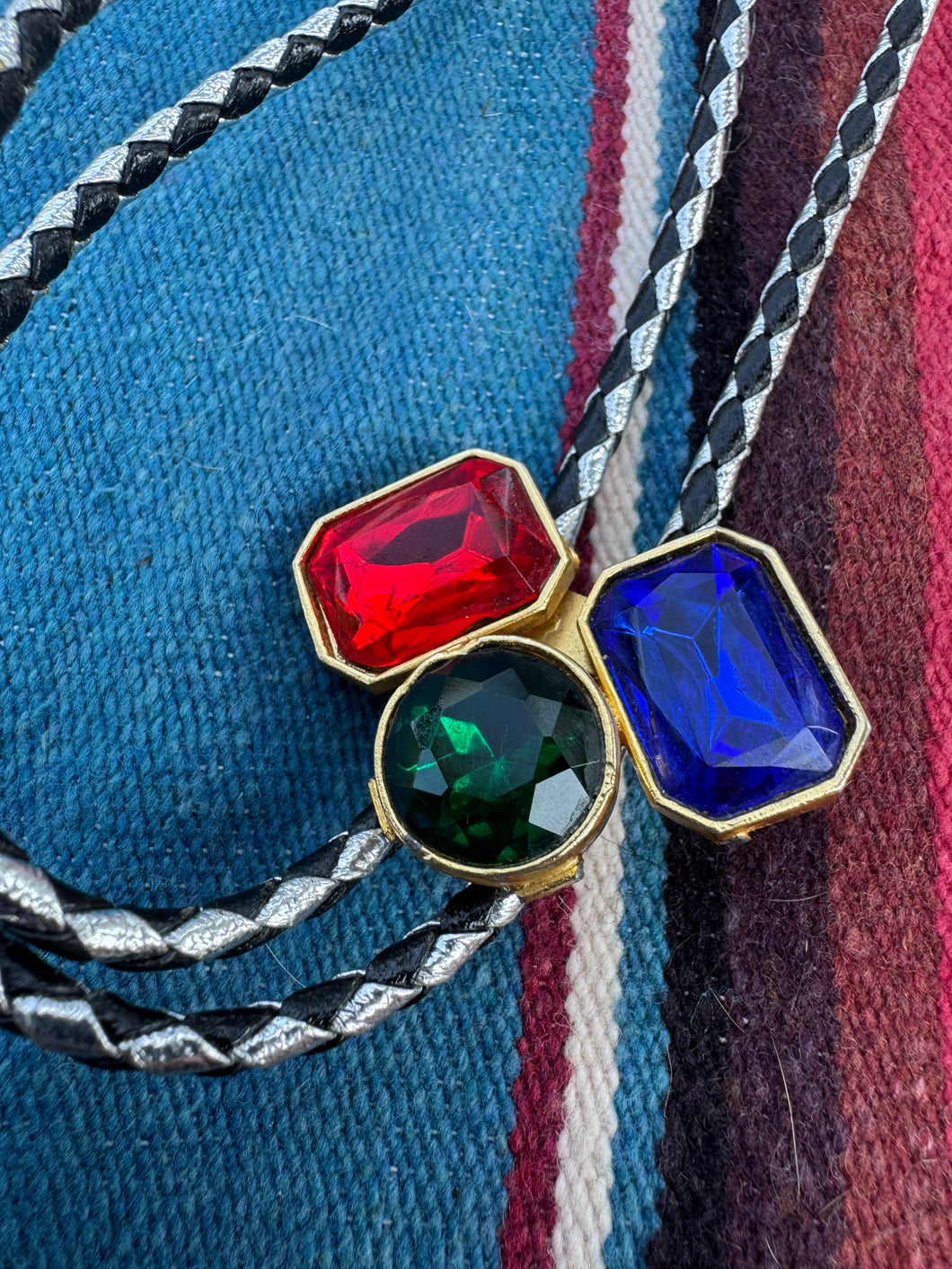 1980s Rhinestone Bolo Tie Necklace