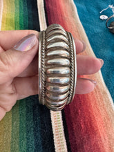 Load image into Gallery viewer, Navajo Priscilla Apacheto Sterling Silver Ribbed Cuff Bracelet
