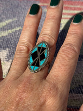 Load image into Gallery viewer, Jet Turquoise Inlay Ring
