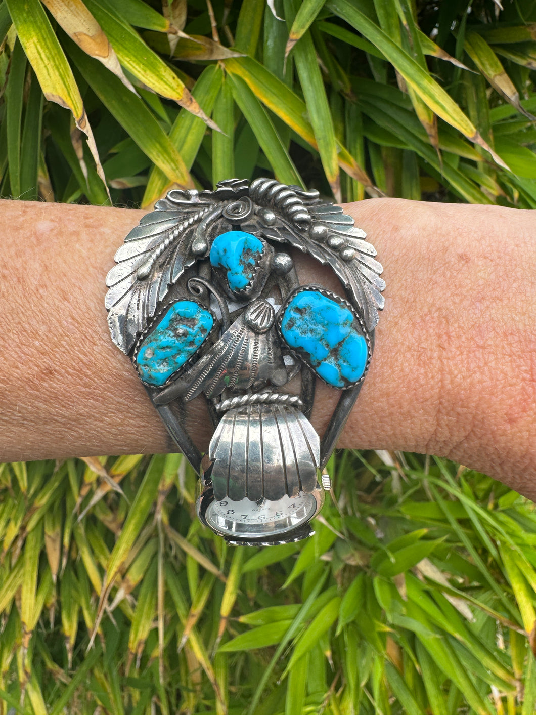 Old Pawn Turquoise Watch Cuff Bracelet