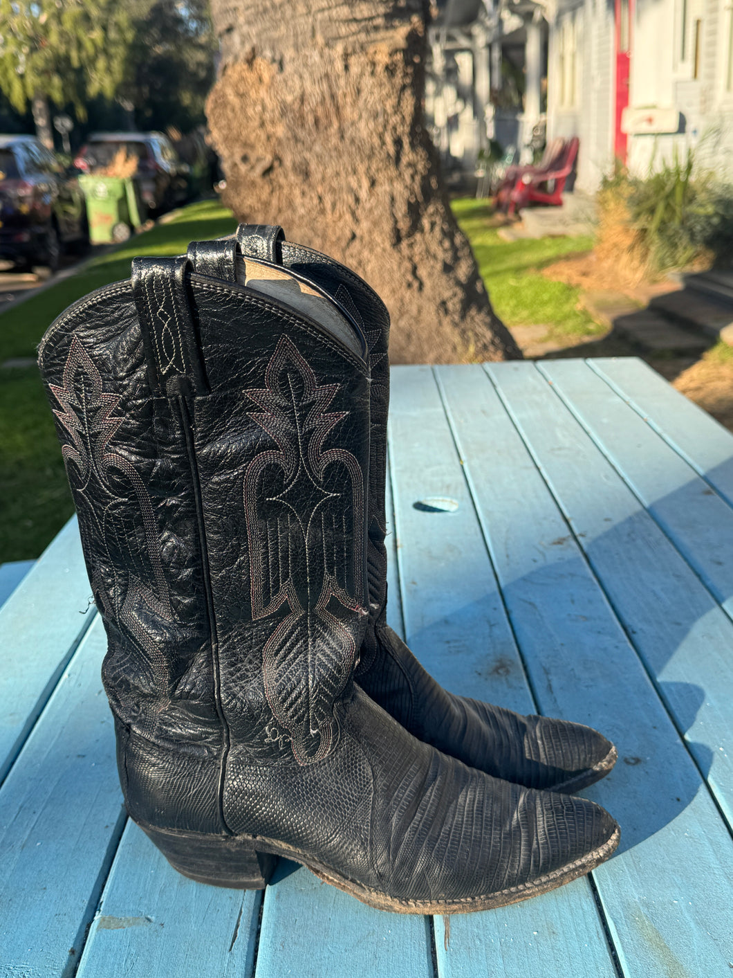 Made in USA Black Leather Cowboy Boots- Womens Size 8