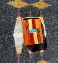 Load image into Gallery viewer, 1970s Wood Turquoise Belt Buckle
